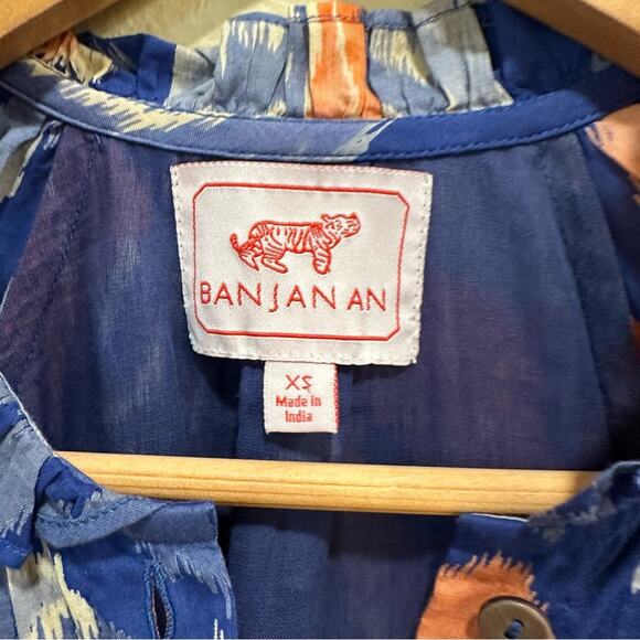 Tuckernuck Banjanan Blue Red Cotton Ikat Long Sleeve Mini Dress XS - Picture 12 of 12